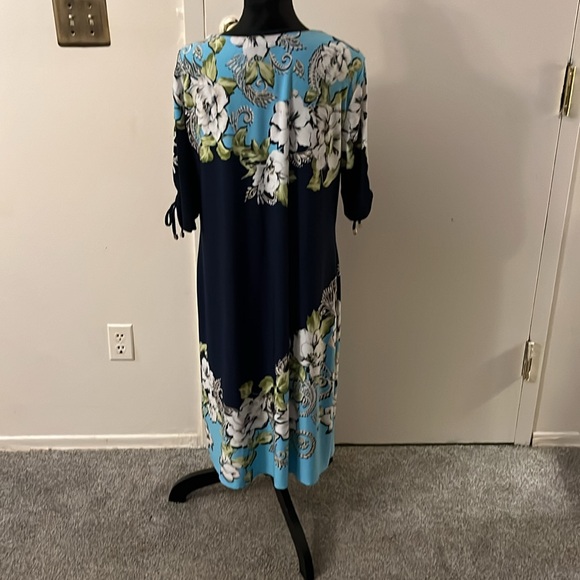 XL Pull Over Blue Multi- Color Printed Ankle Length Dress - Picture 3 of 7